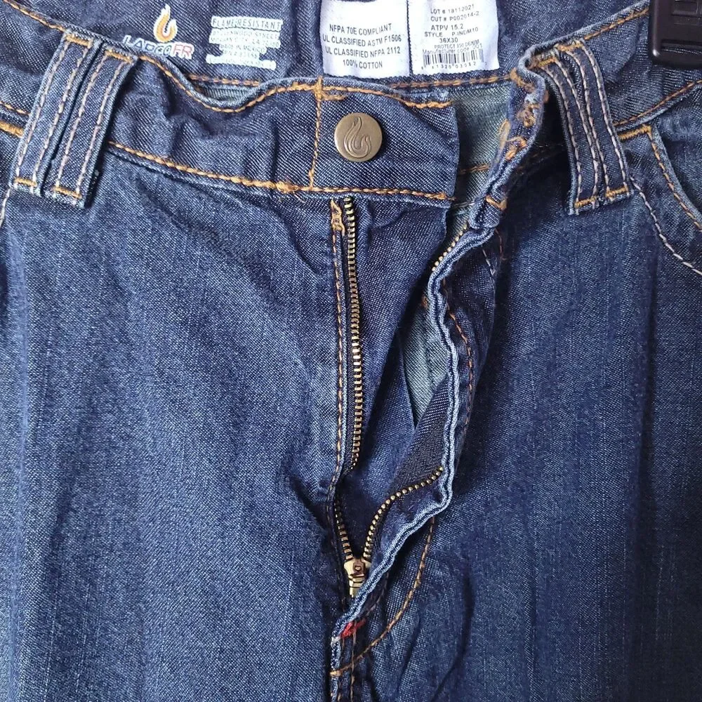Lapco FR Jeans Mens 36x30 Blue Straight Leg